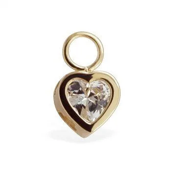 TummyToys® 14k Gold Bezel CZ Heart Charm