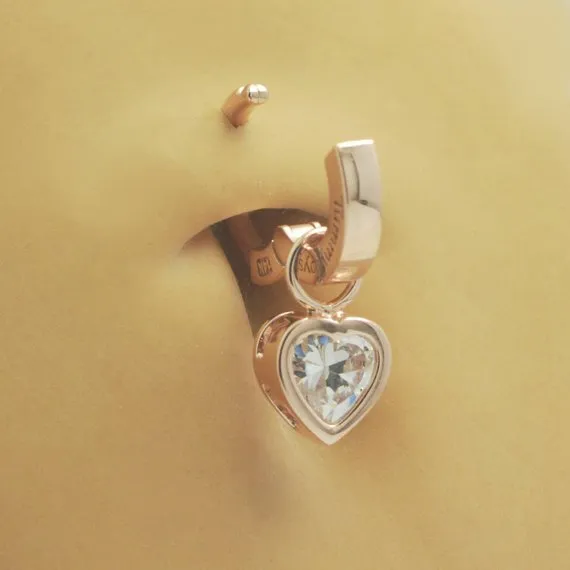 TummyToys® 14k Gold Bezel CZ Heart Charm