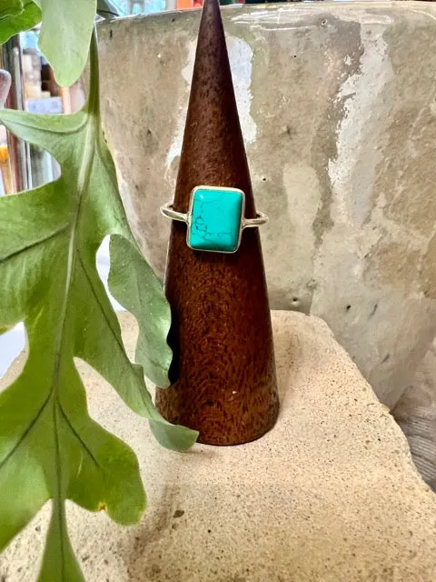 Turquoise Delicate Band Ring | Sterling Silver