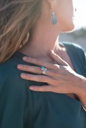 Turquoise Feather Wrap Ring