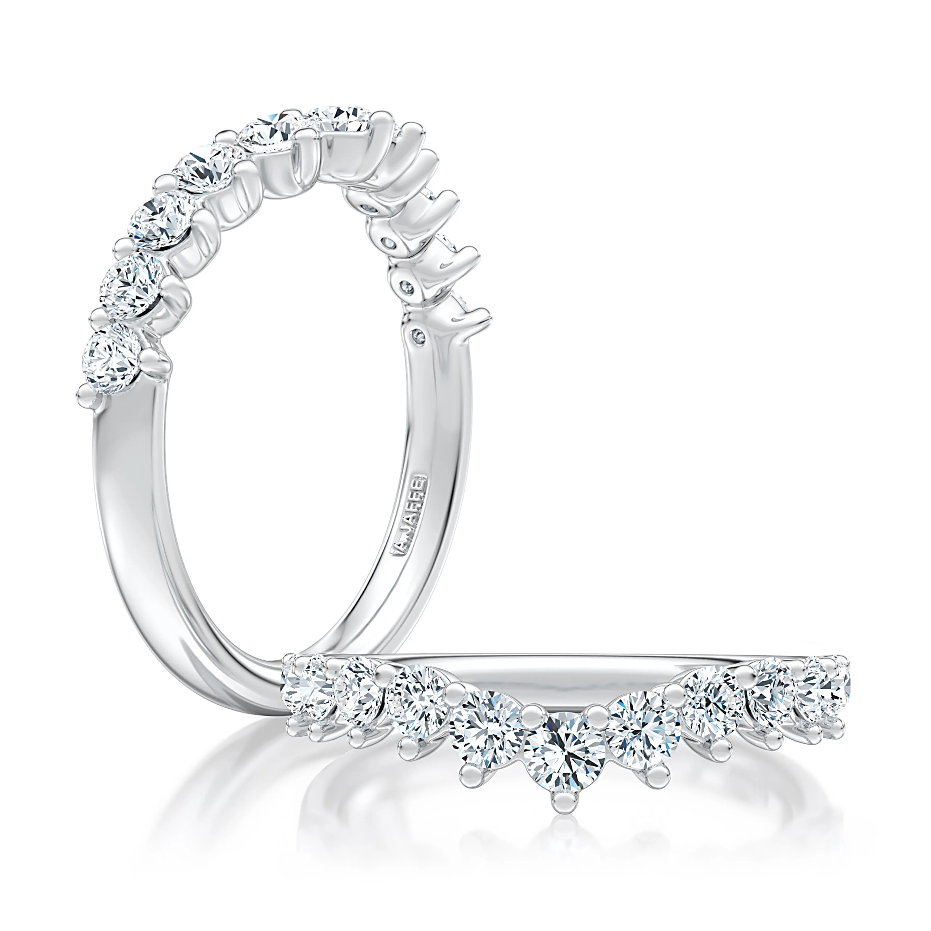 V Curved Diamond Pave Wedding Band