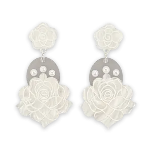 White rose - Dangle earrings - Set of 2