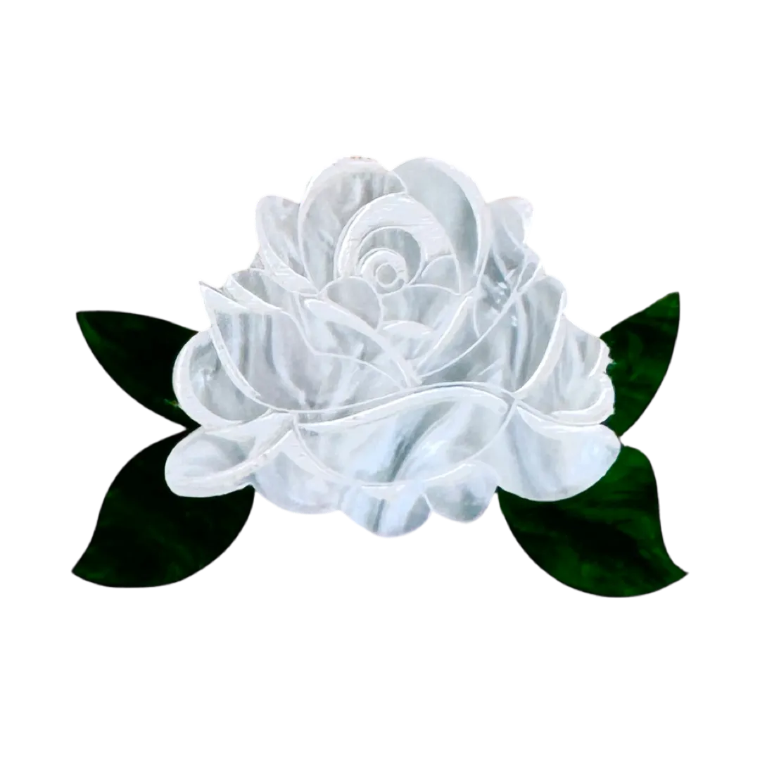 White rose - mini brooch - Set of 2