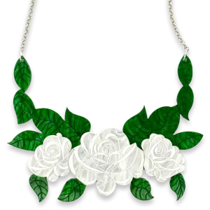 White rose - necklace - Set of 2