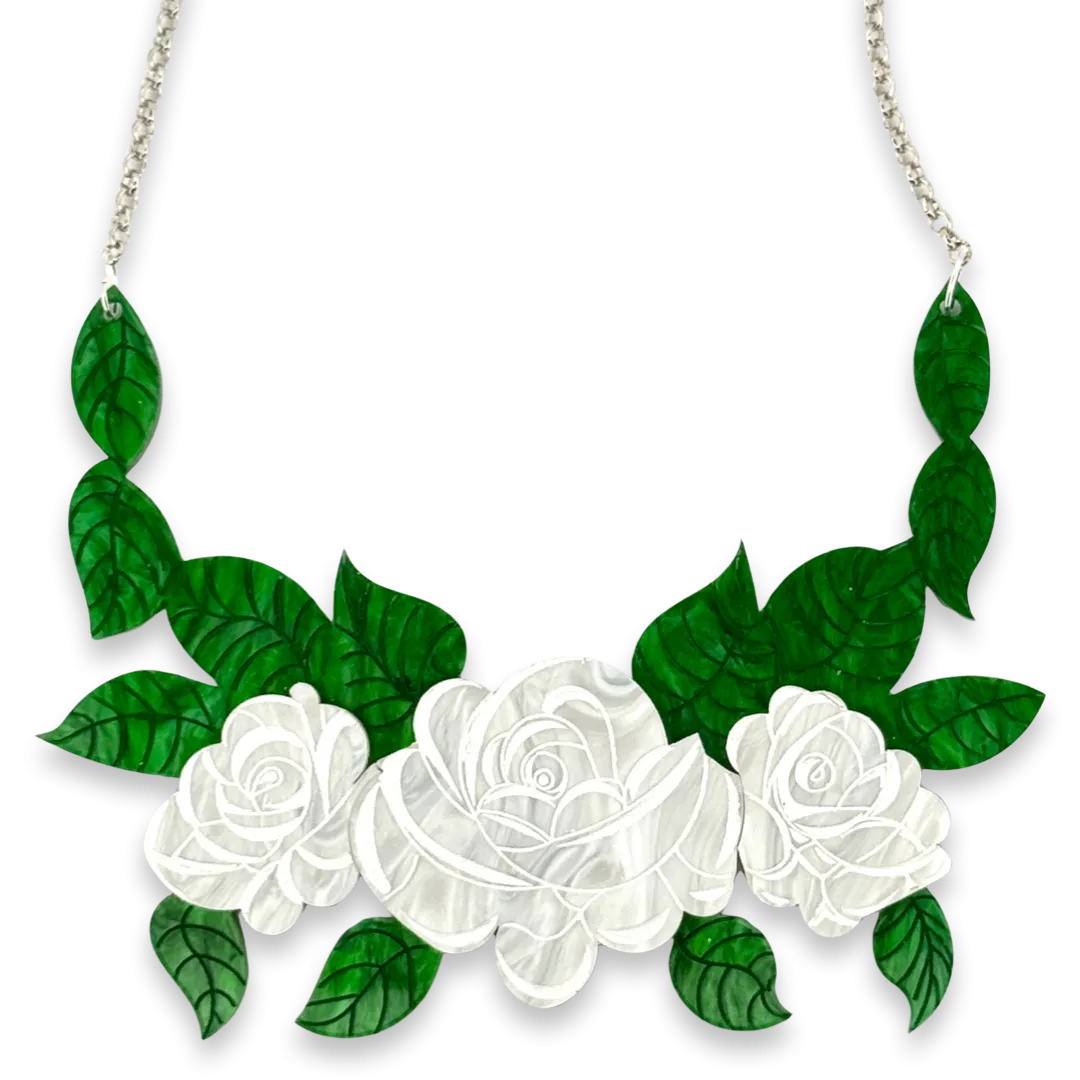 White rose - necklace - Set of 2