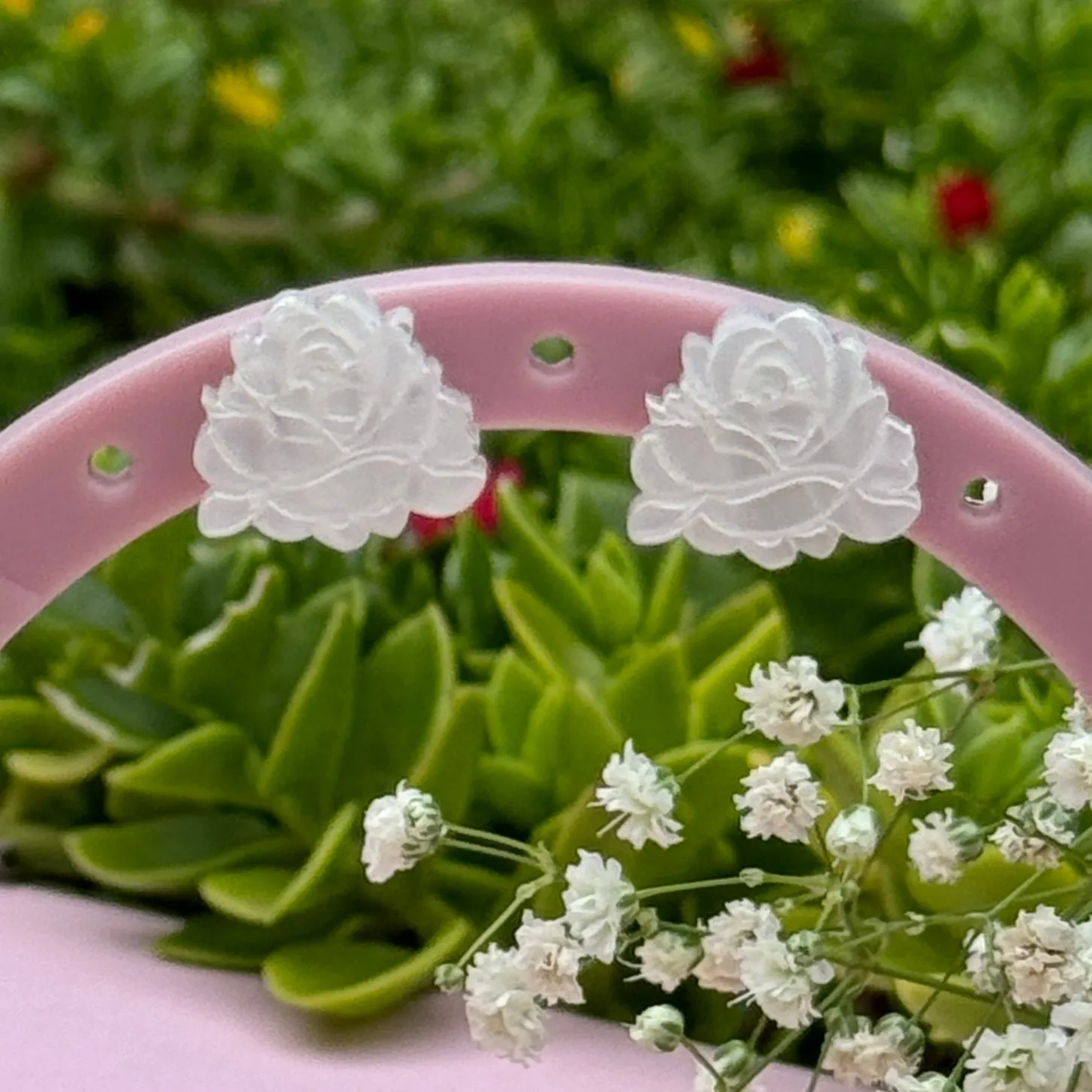 White rose - stud earrings