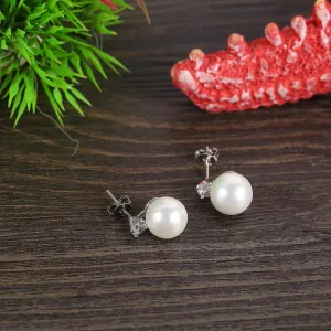 White/Silver Stud Pearl Earrings PSE001