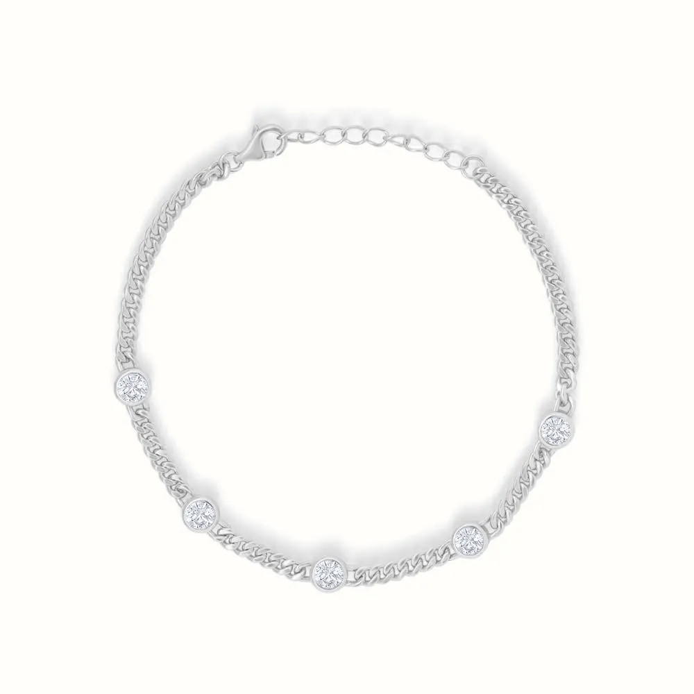 Women's Vermeil Bezel Diamond Cuban Bracelet