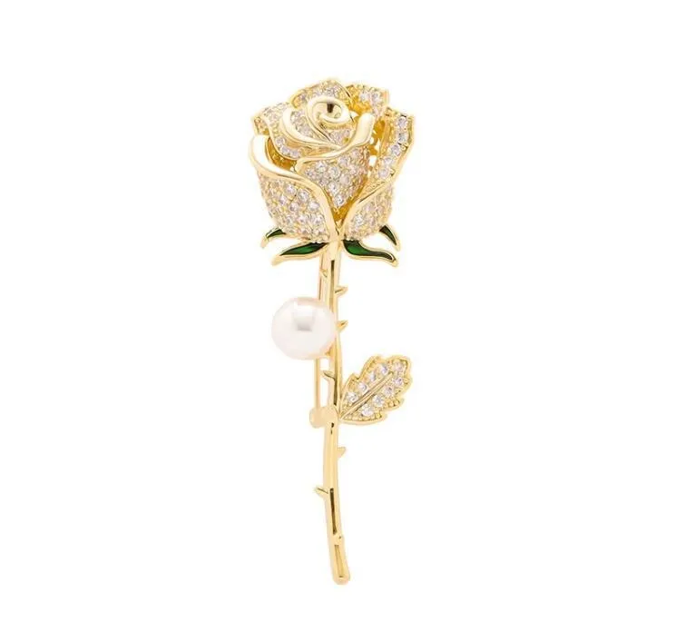 XSB090 - Golden Rose Saree Brooch