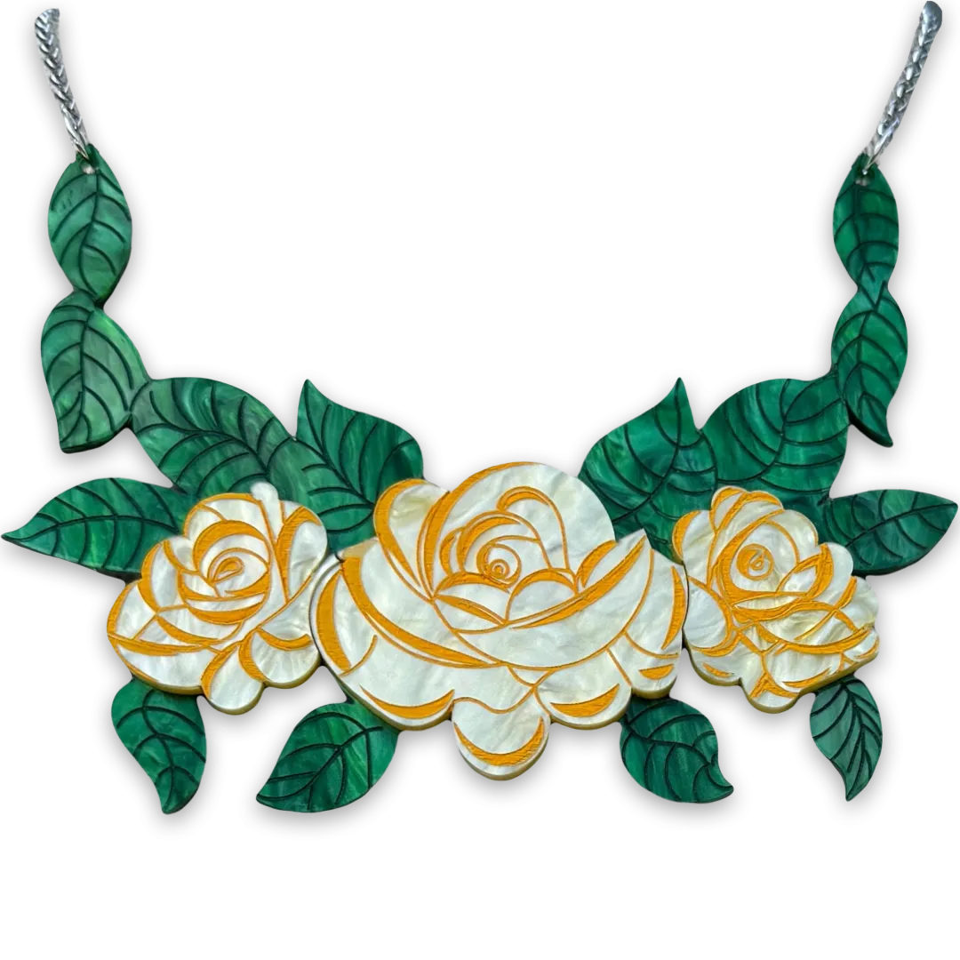 Yellow rose - necklace