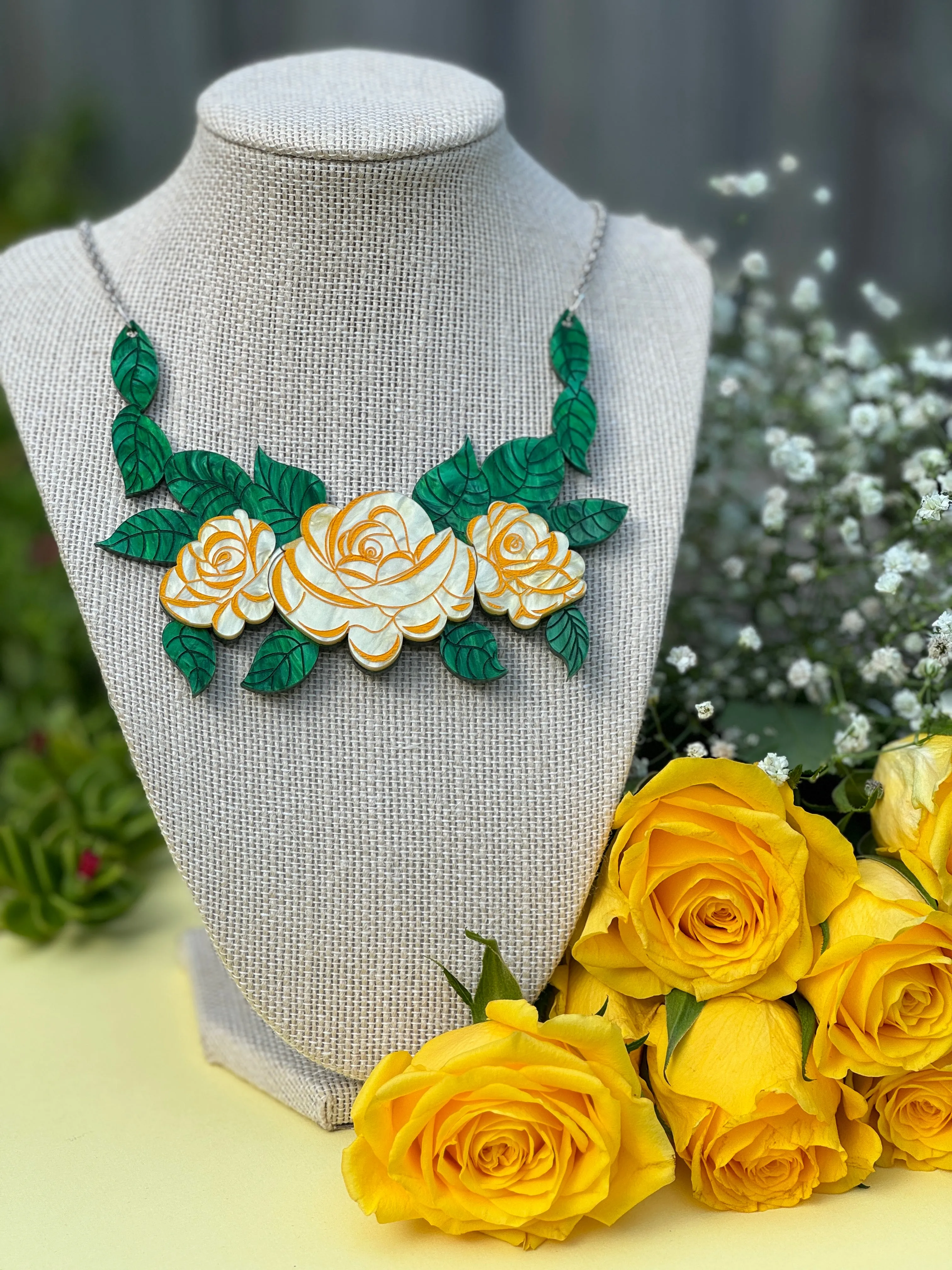 Yellow rose - necklace