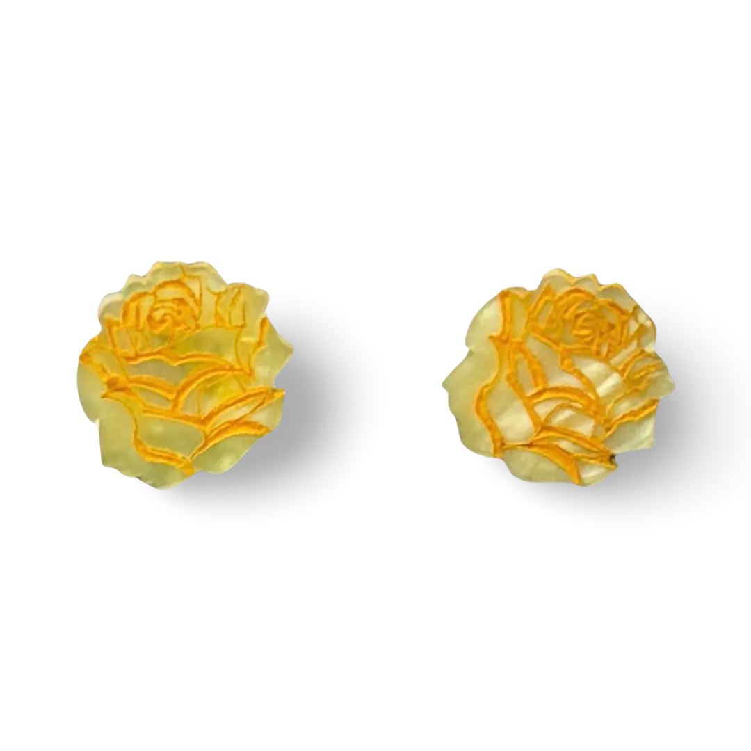 Yellow rose - stud earrings - Set of 2