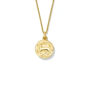 Zodiac Aries Necklace Pendant Yellow Gold