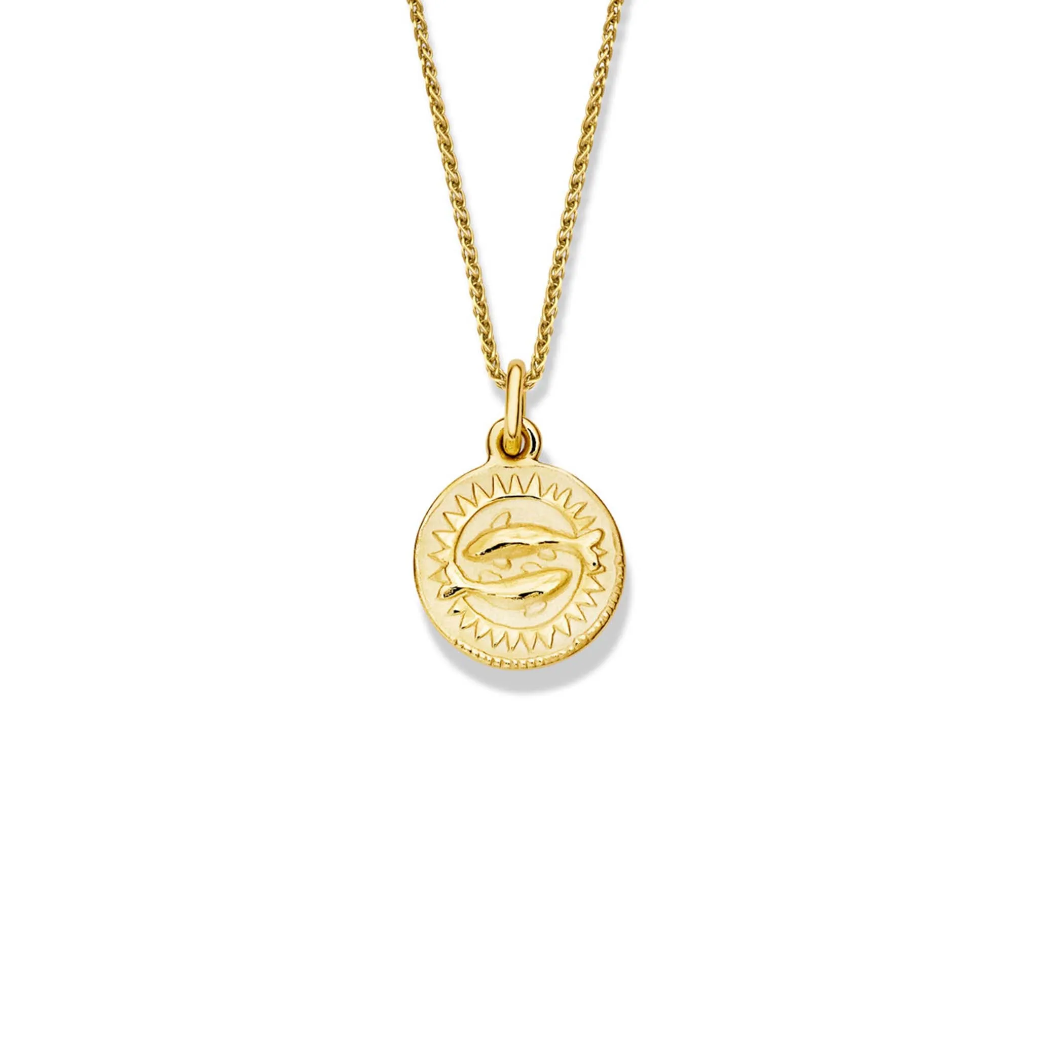 Zodiac Pisces Necklace Pendant Yellow Gold